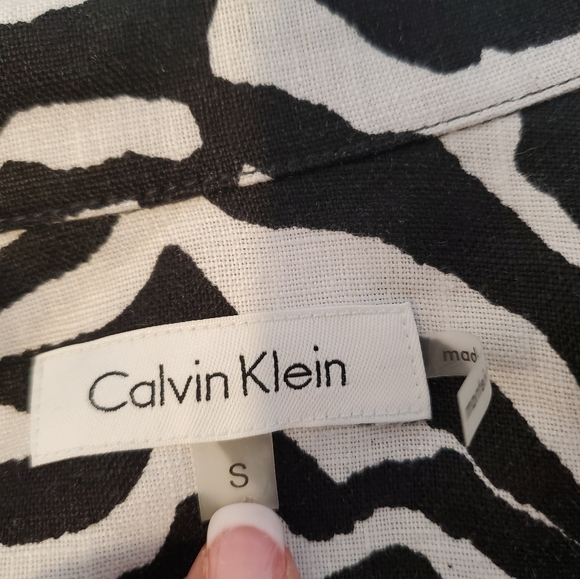 Calvin Klein Linen Zebra Print Anorak Jacket - Picture 9 of 10